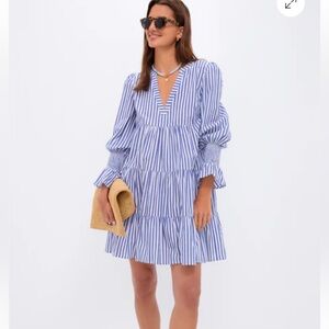 Pomander Place Blue and White Striped Long Sleeve Dress
